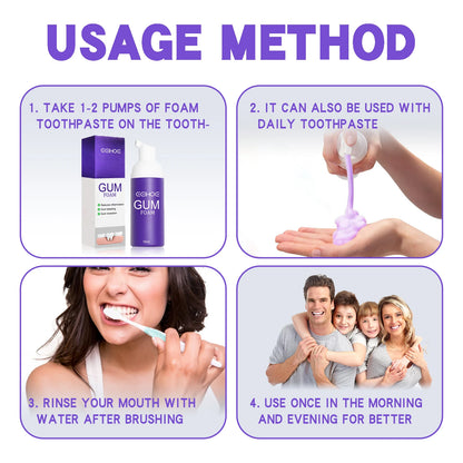 EELHOE Gum Care Toothpaste Mousse Relief Discomfort Soothing Gum Cleaning Teeth Stains Mild Formula Purple Dental Care Cleaner
