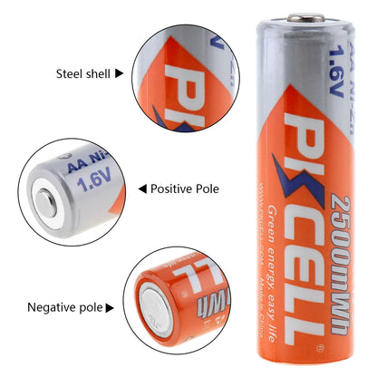 4Pcs x PKCELL Bateria AA Batteries 1.6V Nickel-Zinc 2500mWh Ni-Zn 2A aa Rechargeable Battery Bateries Baterias