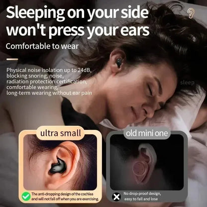 HiFi Stereo Sports Wireless Headsets Mini Bluetooth 5.3 Earphones ENC Noise Cancelling Earbuds Invisible Sleep Headphones