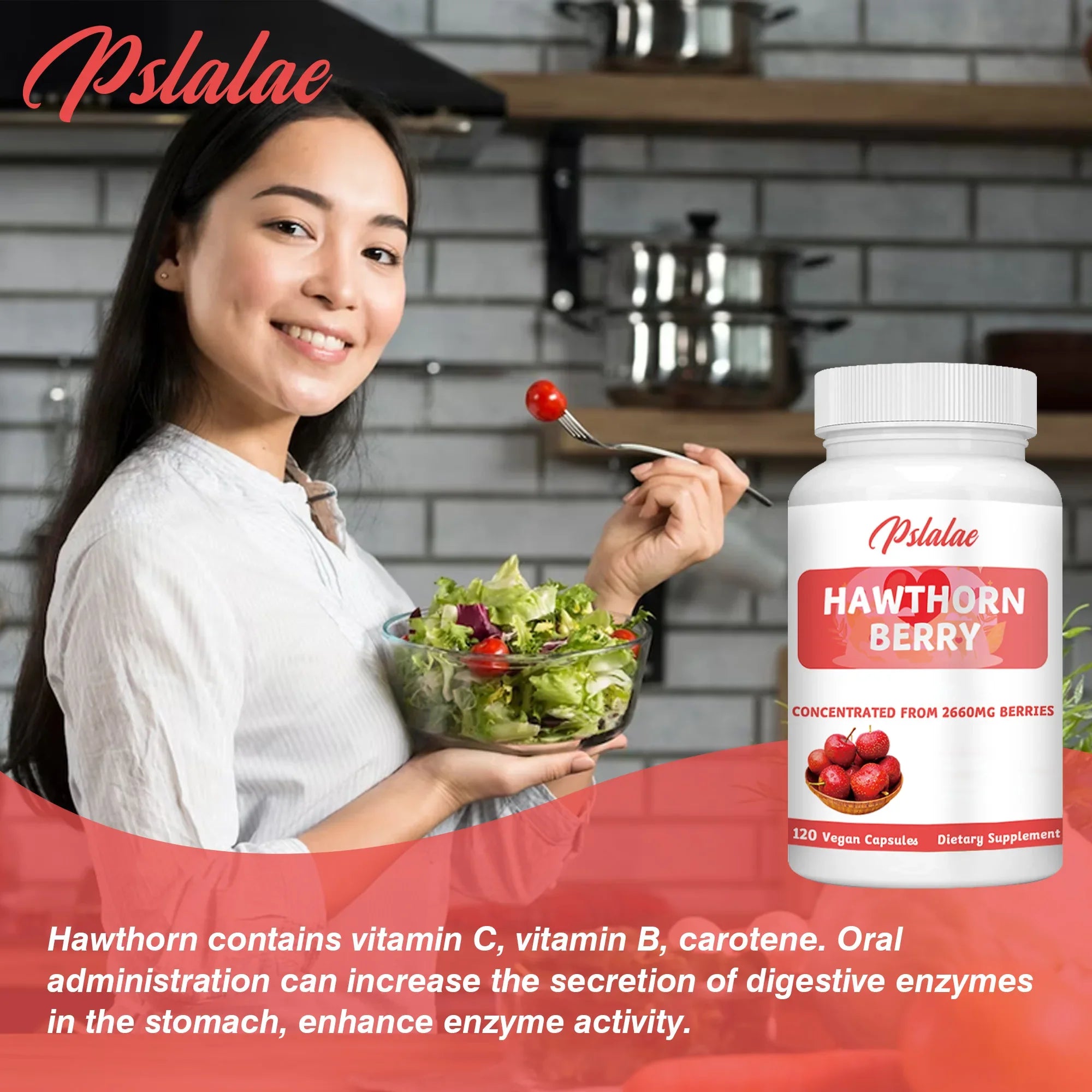 Hawthorn Berry Capsules - Promotes Blood Circulation, Relieves Stress and Digestion - 120 Capsules