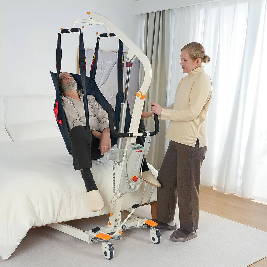Electric Transfer Lift - Adjustable Hydraulic Lift Chair for Seniors, 400lbs Weight Capacity, Ergonomic Handles &amp; Sturdy Frame