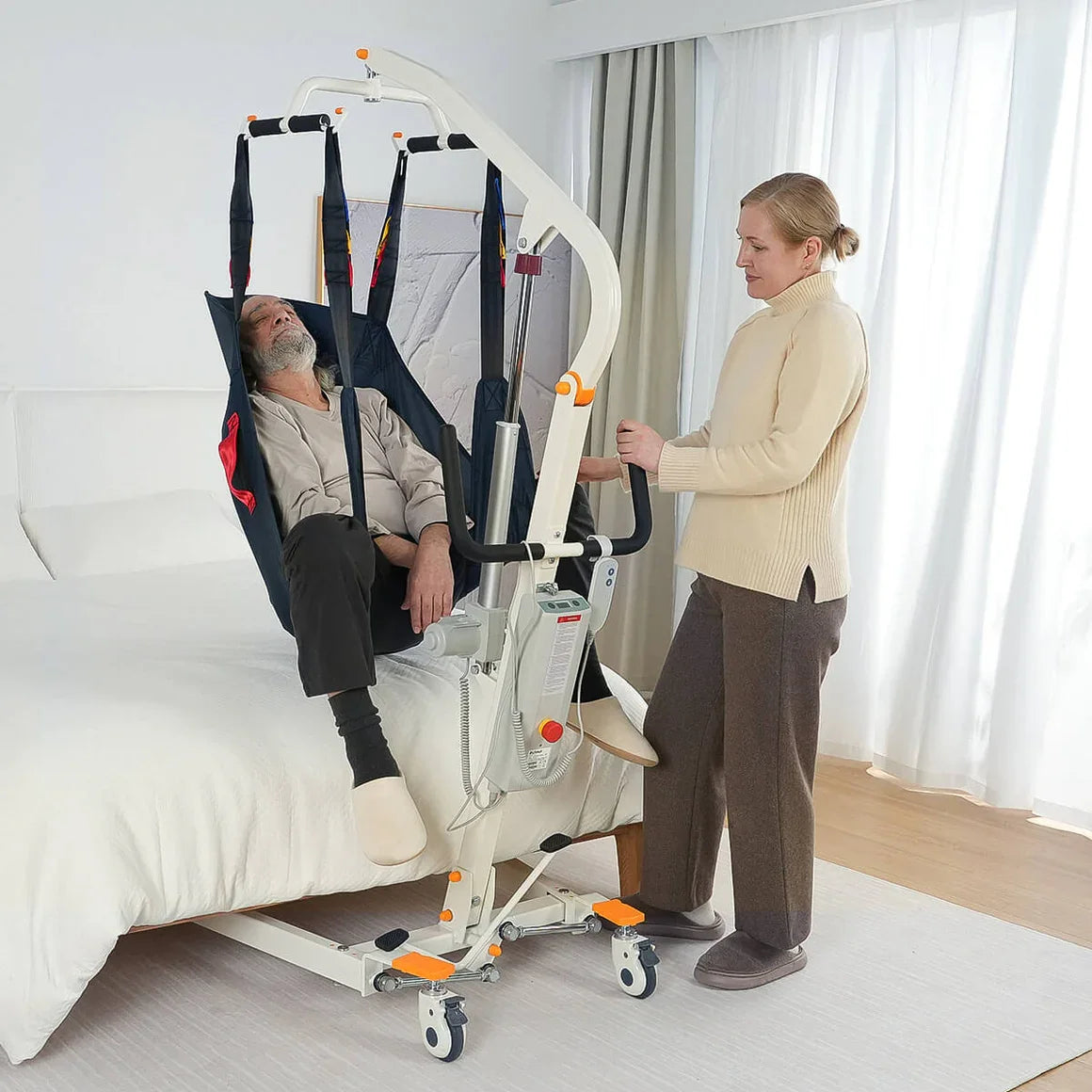 Electric Transfer Lift - Adjustable Hydraulic Lift Chair for Seniors, 400lbs Weight Capacity, Ergonomic Handles &amp; Sturdy Frame