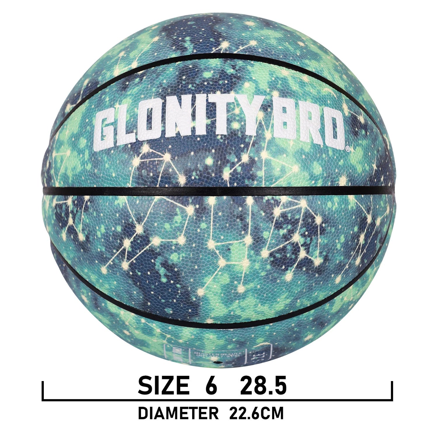 Glowing Leather Green Luminous Basketball Gift For Boys Girls,In&amp;Outdoor Night Game Ball Size 7(29.5") / 6(28.5") / 5 (27.5")