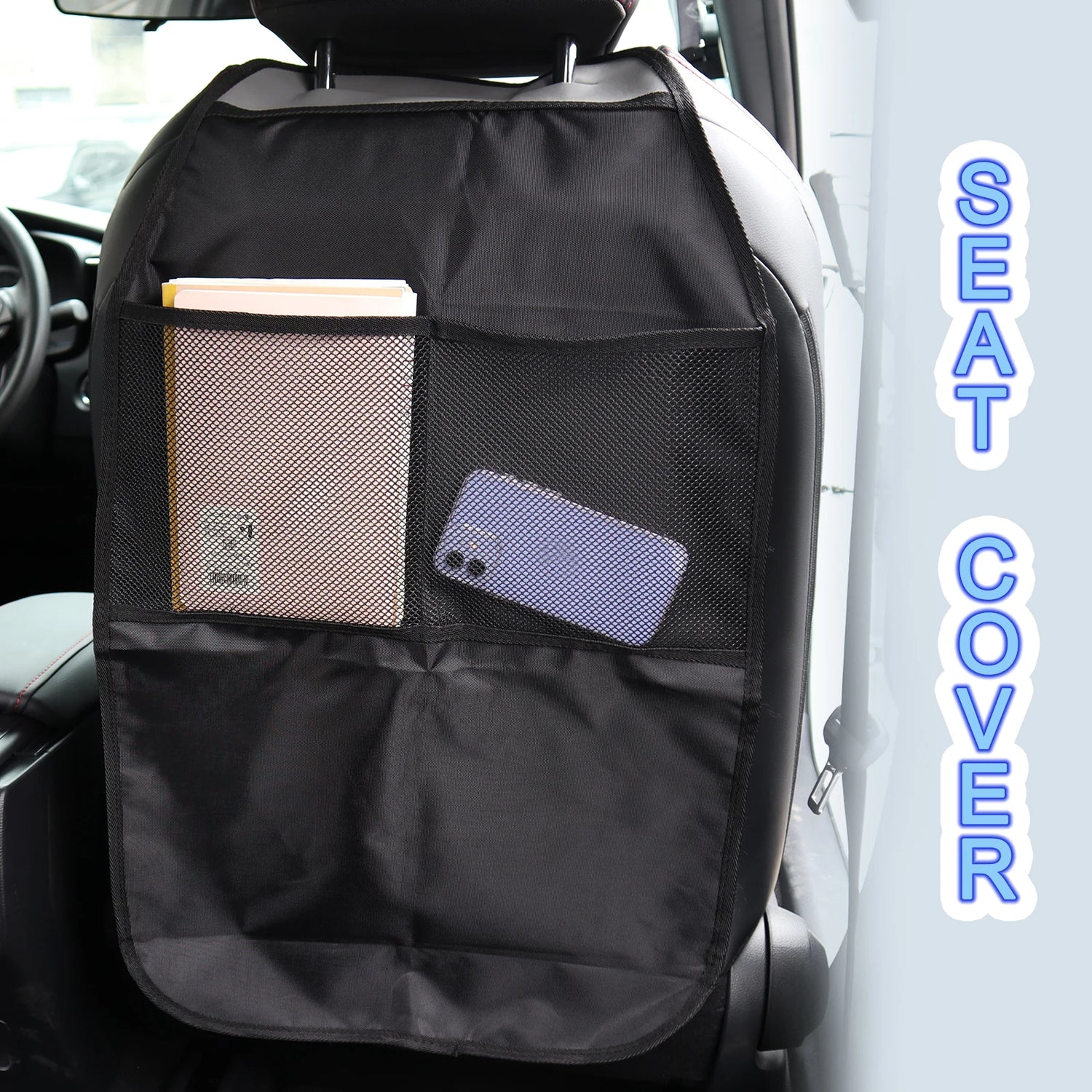2xCar Seat Back Anti Kicking Pad Kick Mat Organizer Children Rear Seat Scuff Dirty Protection Cover for Kids Storage Accessories