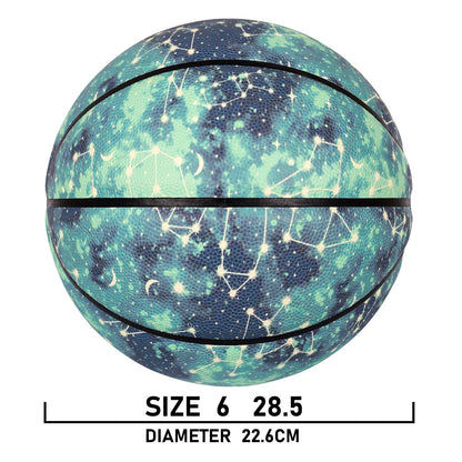 Glowing Leather Green Luminous Basketball Gift For Boys Girls,In&amp;Outdoor Night Game Ball Size 7(29.5") / 6(28.5") / 5 (27.5")