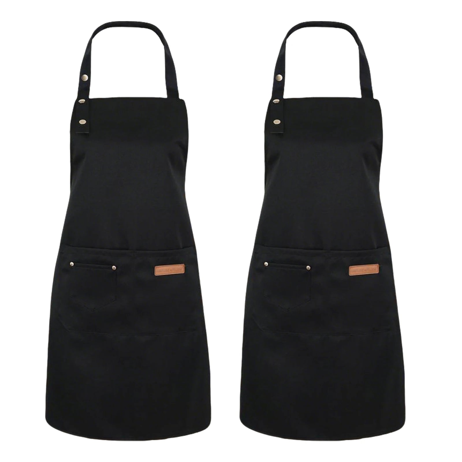 2Pcs Kitchen Chef Bib Aprons with Adjustable Straps and Pockets Resistant Cooking Apron for Women Men Chefs Waiters