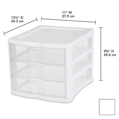 3 Drawer Clear Plastic Desktop Storage Organizer Stackable Countertop Drawer Crafts Office Supplies Jewelry Home Office Storage