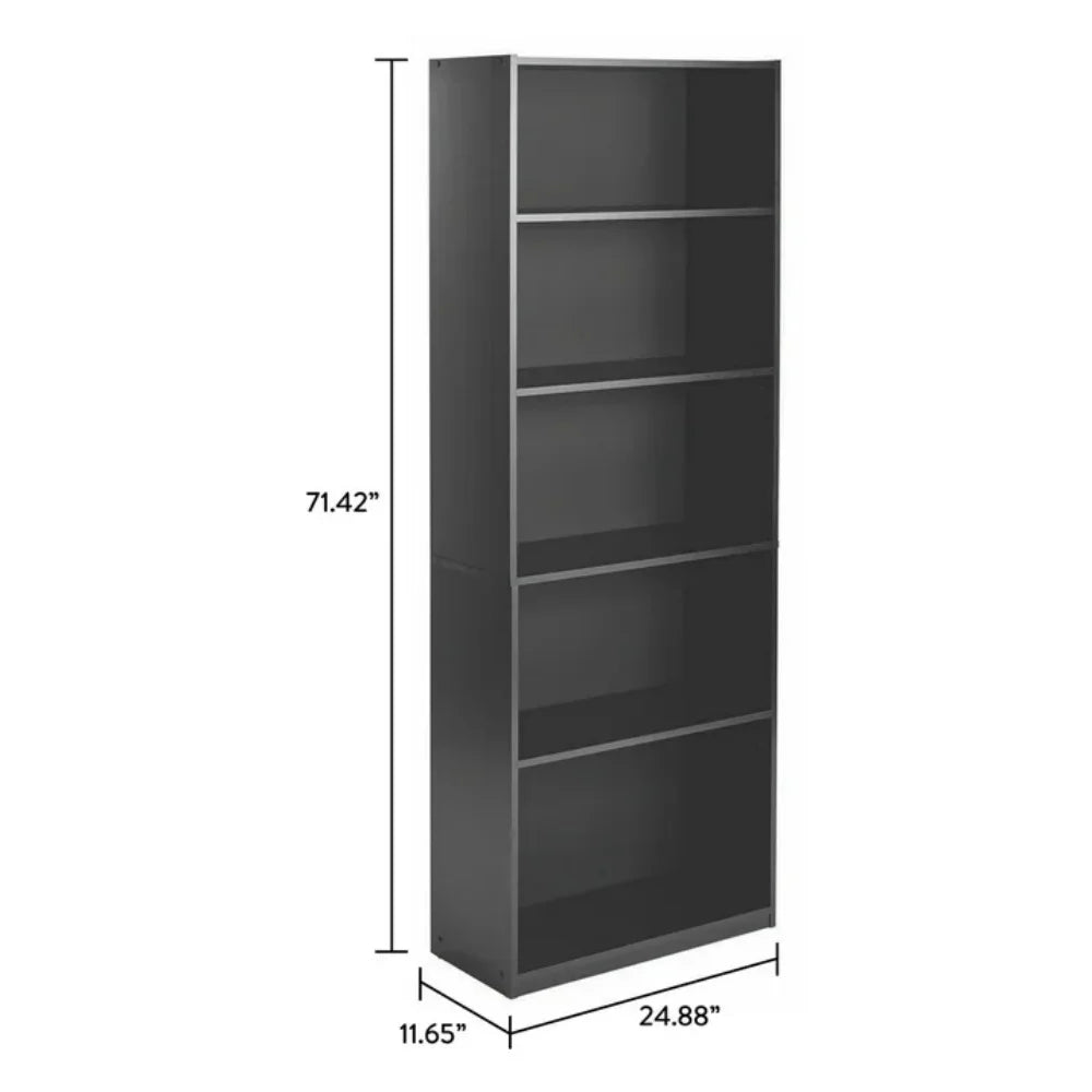 Five-shelf bookcase with adjustable shelves