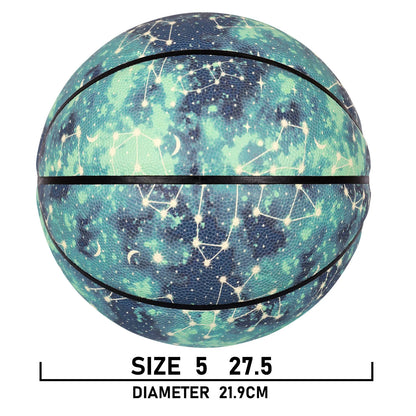 Glowing Leather Green Luminous Basketball Gift For Boys Girls,In&amp;Outdoor Night Game Ball Size 7(29.5") / 6(28.5") / 5 (27.5")