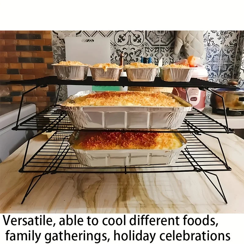 1/2/3PC Stainless Steel Stackable Cooling Rack for Baking Nonstick Metal Cake Cooling Rack Grid Net Baking Tray Oven Cooling Rac