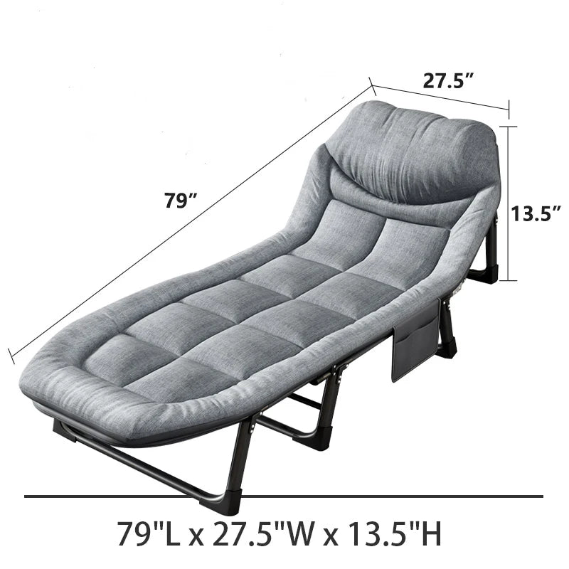 Sleeping Cots for Adults 6 Positions, Portable &amp; Foldable Bed with Mattress and Pillow, Heavy Duty Sturdy Frame for Camp, Home