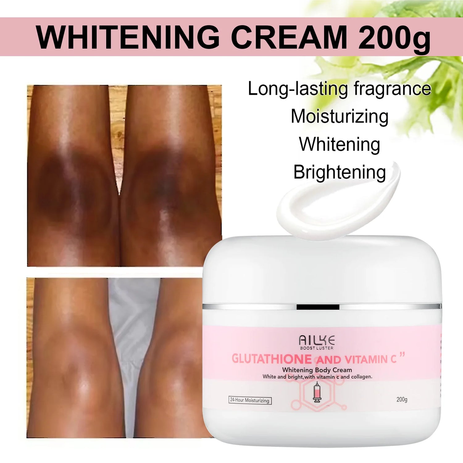 AILKE Vitamin C Cream, Hydration &amp; Brightening Lotion, Improve Dull Skin, Clean Skin, Glowing Beauty Face &amp; Body Care