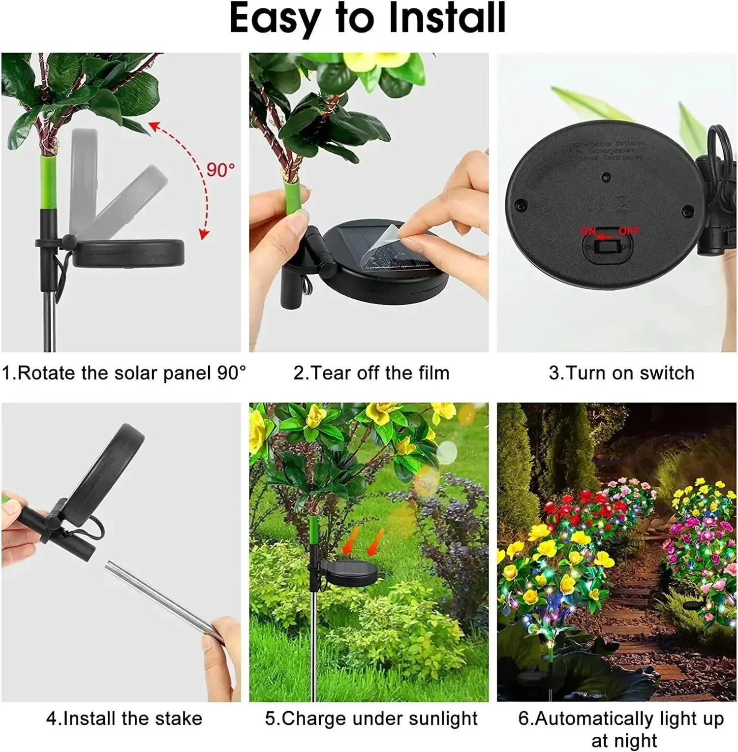 Solar Flowers Lights LED Azalea  Outdoor Waterproof Landscape Light for Lawn Patio Garden Path Decorative Lighting Best Gift