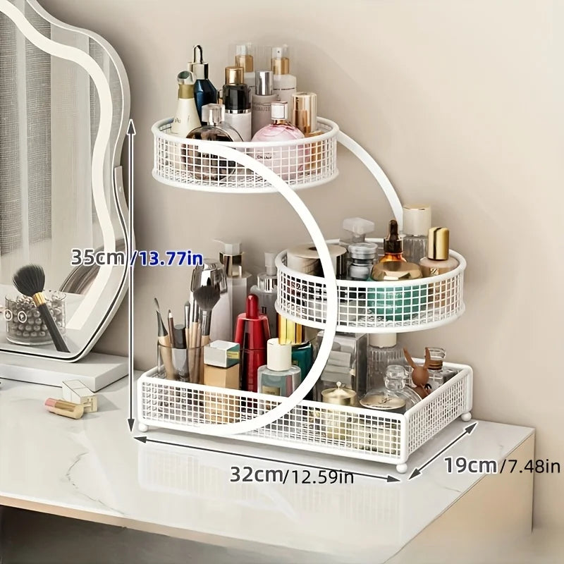 1pc Painted Bronze Metal Cosmetic Rack: Portable Countertop, No Assembly, Modern Style, for Lipsticks &amp; Skincare