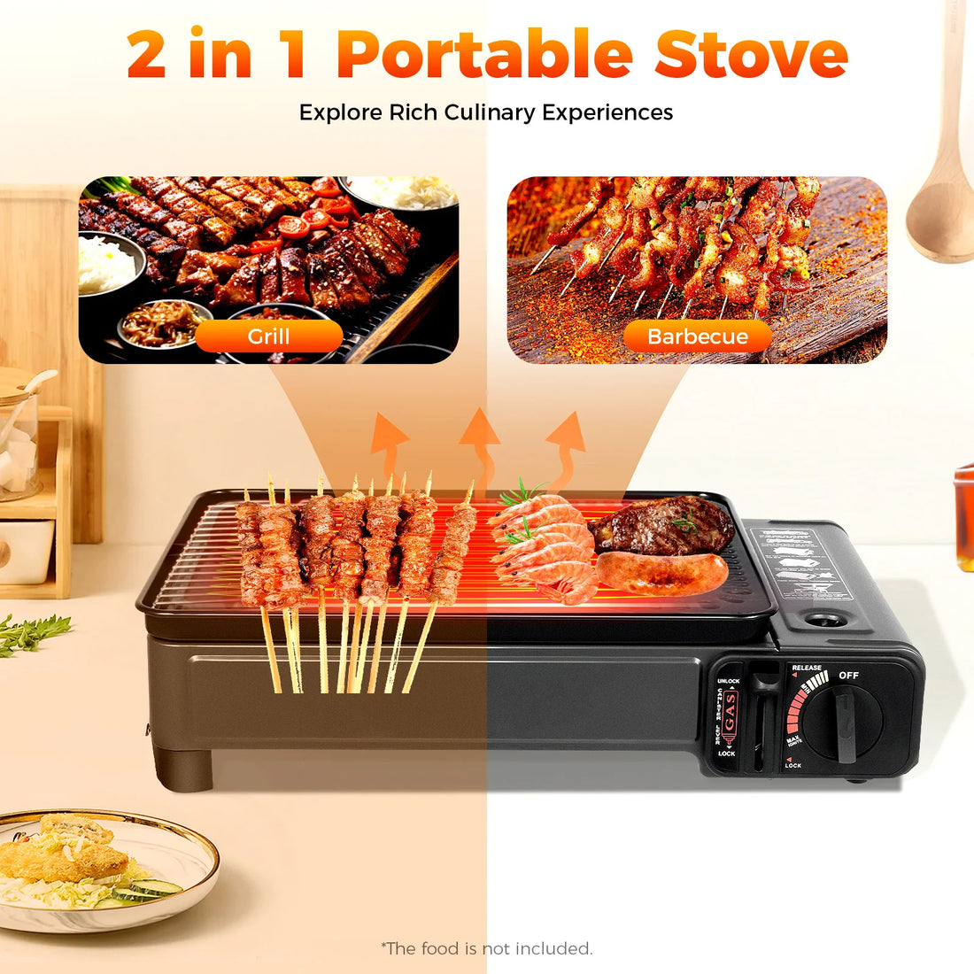 BYMAOCAR Butane Grill with Grill Net Stove Portable Camping Grill Gas Stove for Camping Traveling Trekking
