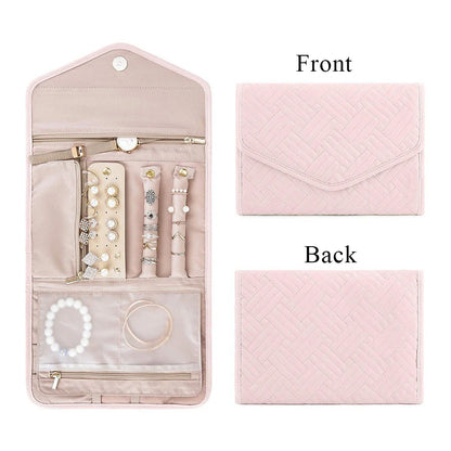 Multiple Jewelry Storage Organizer Bracelet Earrings Accessories Carrying Bag Necklace Brooch Rings Travel Folding Roll Pouch