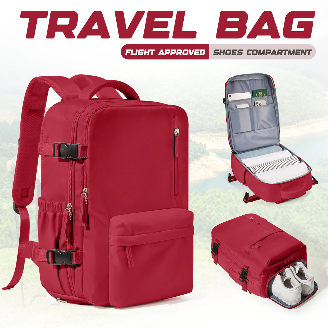 Waterproof Travel Backpack with Shoe Compartment Adjustable Straps, Laptop Backpack &amp;School Bag for Men Women, Casual Travel Bag