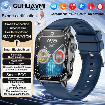 2026New ECG+PPG AI Health Diagnose Smart Watch Men Women Clock Blood Lipid BP Uric Acid Heart rate Tracker HD Call Smart Watch