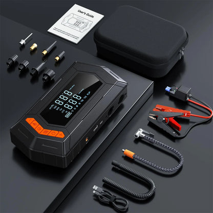 Car Emergency Jump Starter Air Pump 6000A/7000A Peak Tire Inflator Car Emergency Jump Starter With LED Light Power Bank