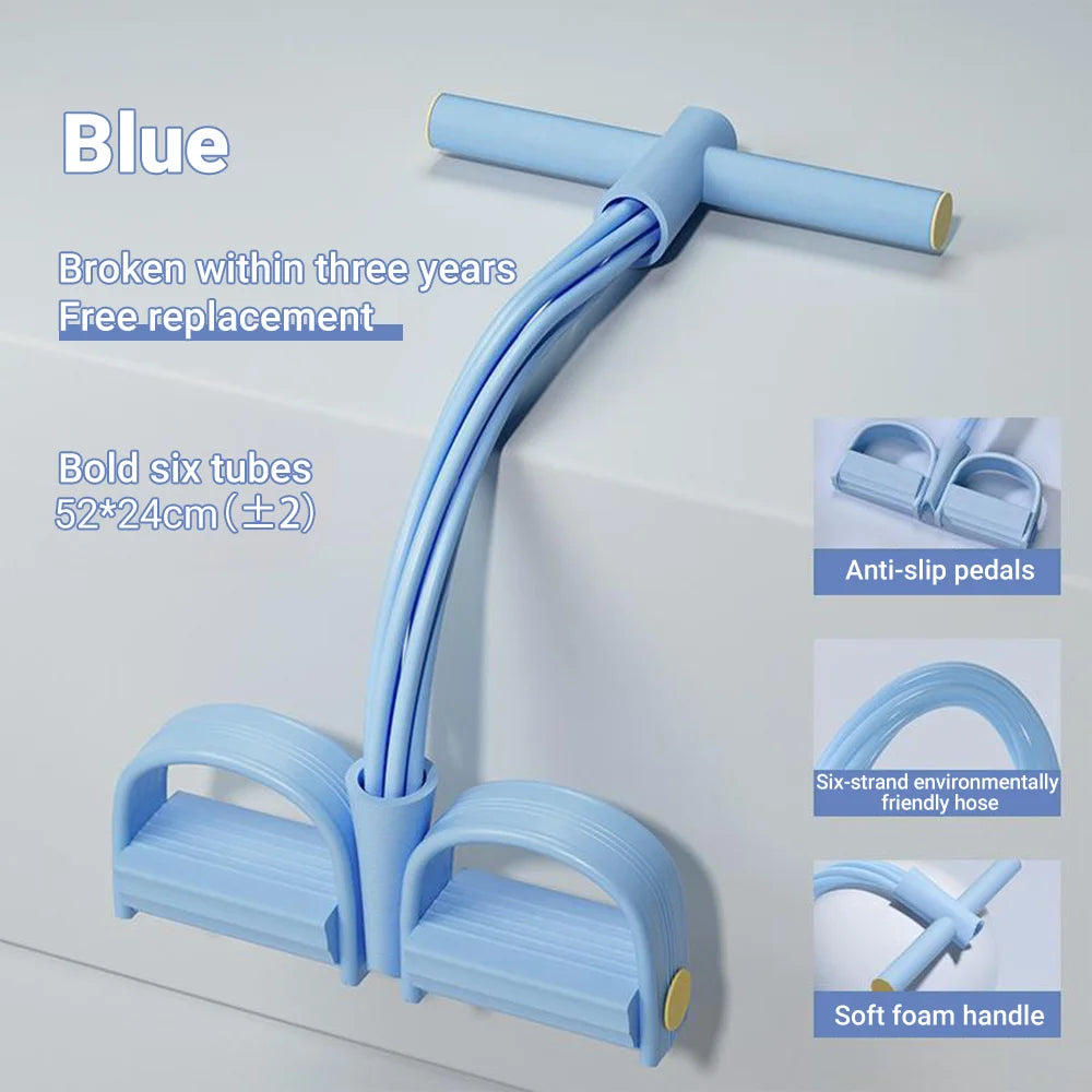 6-Tube Resistance Band Multi Function Tension Rope Fitness Bands 6-Tube Elastic Yoga Pedal Puller For Sports Exercises At Gym