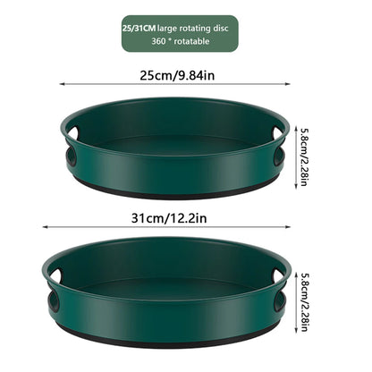 Round Storage Tray Stainless Steel 360° Revolving Turntable Kitchen Organizer Living Room Coffee Table Cosmetic Tray Home Decor