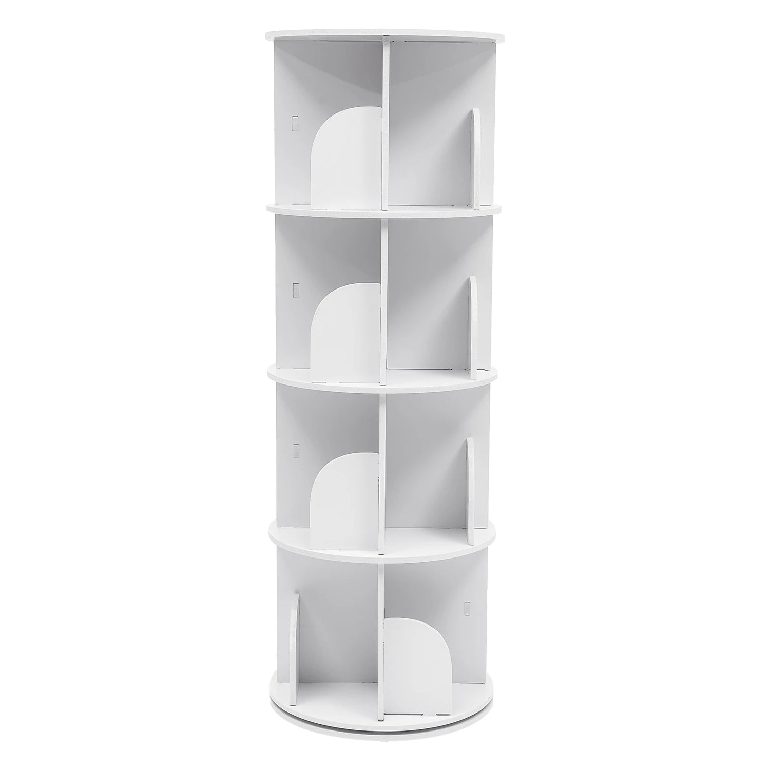 2/4-Tier Wooden Rotatable Bookshelf - 360°Display Floor Standing Storage Rack, White Multifunctional Bookshelf Organizer