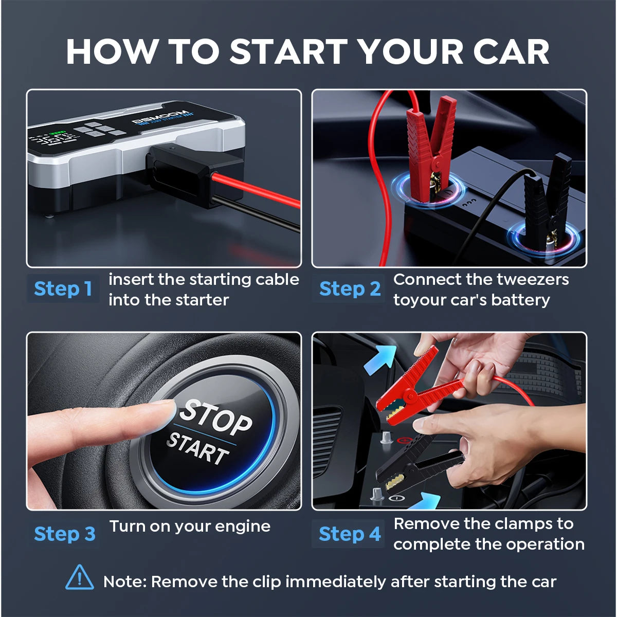 Car Emergency Jump Starter Air Pump 6000A/7000A Peak Tire Inflator Car Emergency Jump Starter With LED Light Power Bank