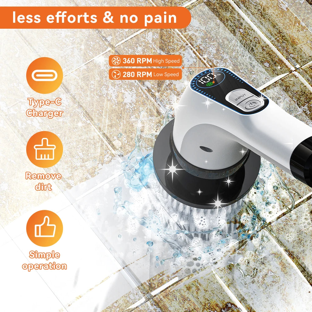 Electric Cleaning Brush 7 in 1 Replaceable Head Household Wireless Rotatable Cleaning Brush For Bathroom Kitchen Windows Toilet