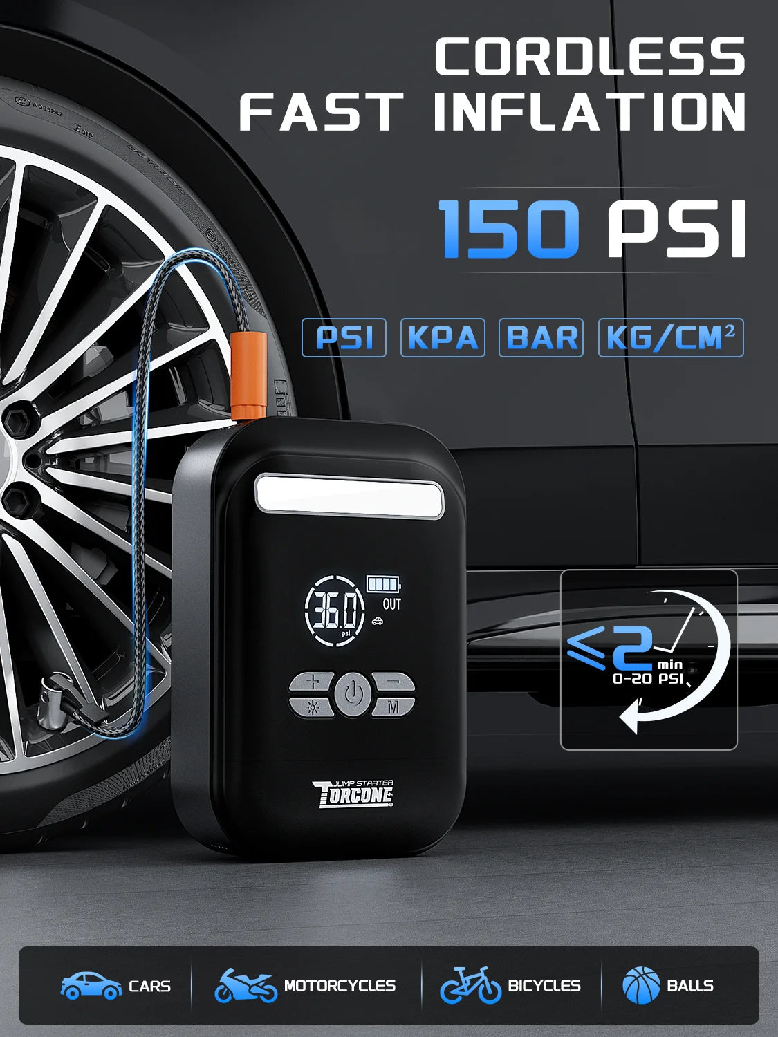 Car Jump Starter with Air Compressor 6000A Battery Booster 150PSI Air Pump 20000mAh (10.0L Gas/8.0L Diesel) Portable Power Bank