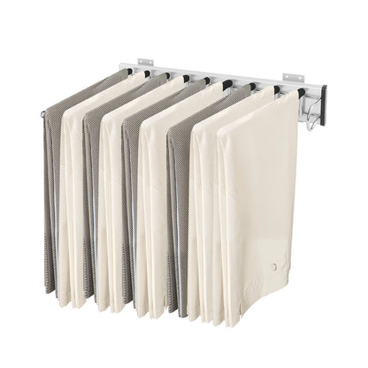 9-Rod Side Mounted Trouser Hanger, 35 lbs Pull Out Trousers Rack, Sliding Pants Rack W/ Flocked Bars for Pants, Ties