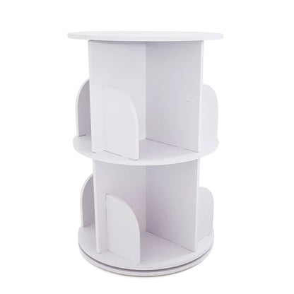 2/4-Tier Wooden Rotatable Bookshelf - 360°Display Floor Standing Storage Rack, White Multifunctional Bookshelf Organizer