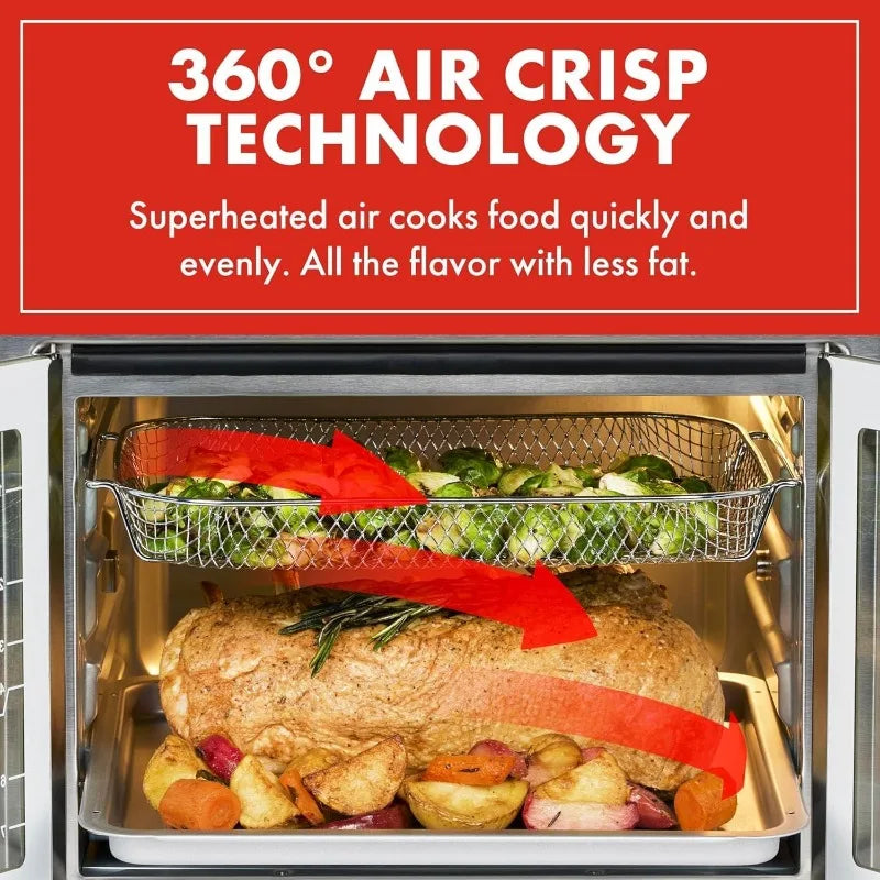 Large French Door Air Fryer Toaster Oven Combo, 24 Cooking Functions and Digital Controls, 7 Accessories In