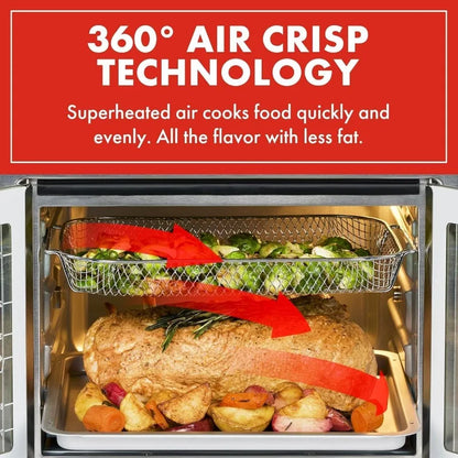Large French Door Air Fryer Toaster Oven Combo, 24 Cooking Functions and Digital Controls, 7 Accessories In