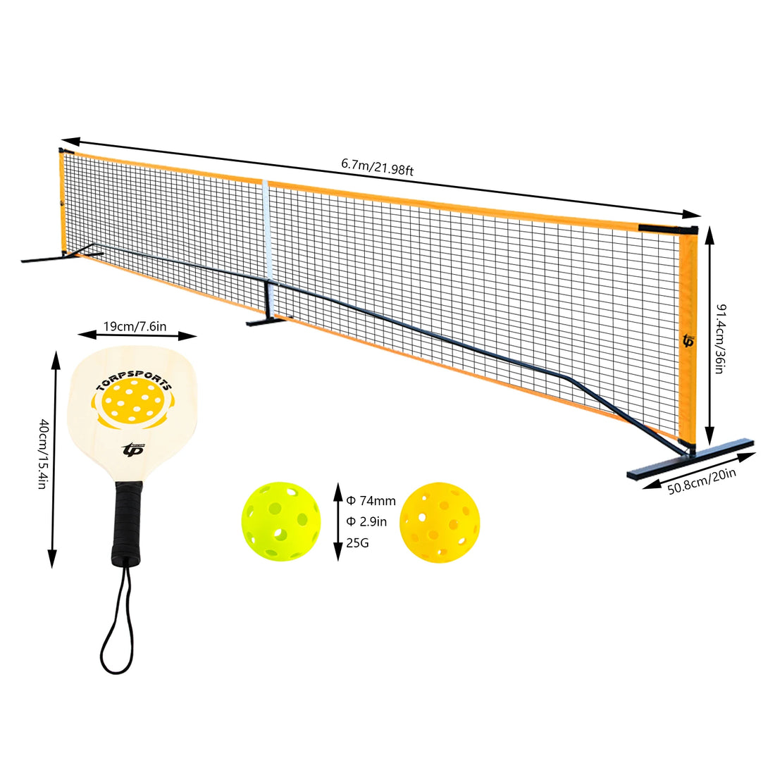 Portable Pickleball Net Set with 4 Pickleball Paddles Outdoor Pickleballs and Carry Bag also suitable for badminton, tennis