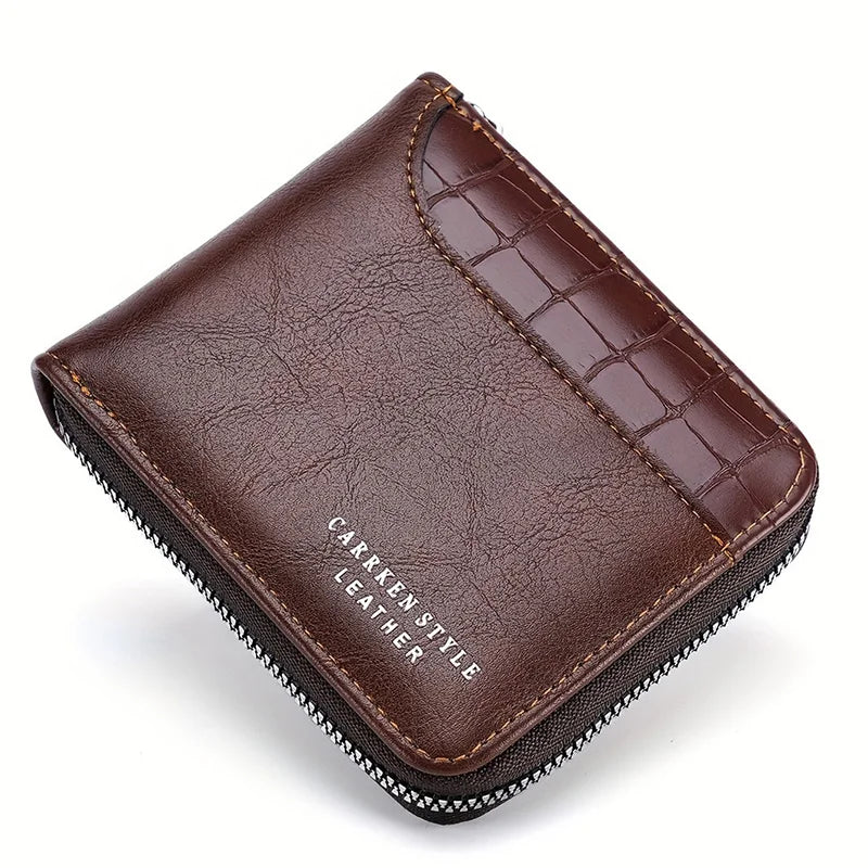 Leather Men’s Wallet Luxury Mens Purse Male Zipper Card Holders With Coin Pocket Rfid Wallets Gifts For Men Money Bag NEW