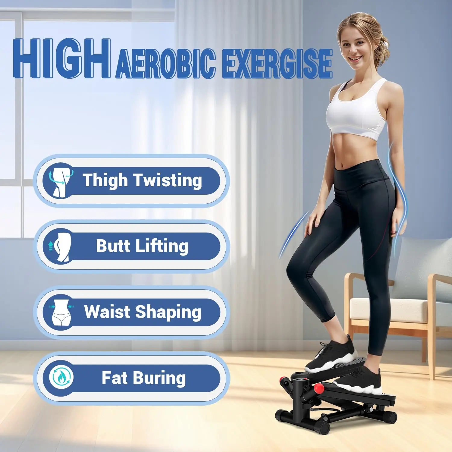 Stair Stepper with Resistance Upgraded Stair Stepper Machine with 10DB Super Quiet Powered Twist Stepper for Full Body Workout
