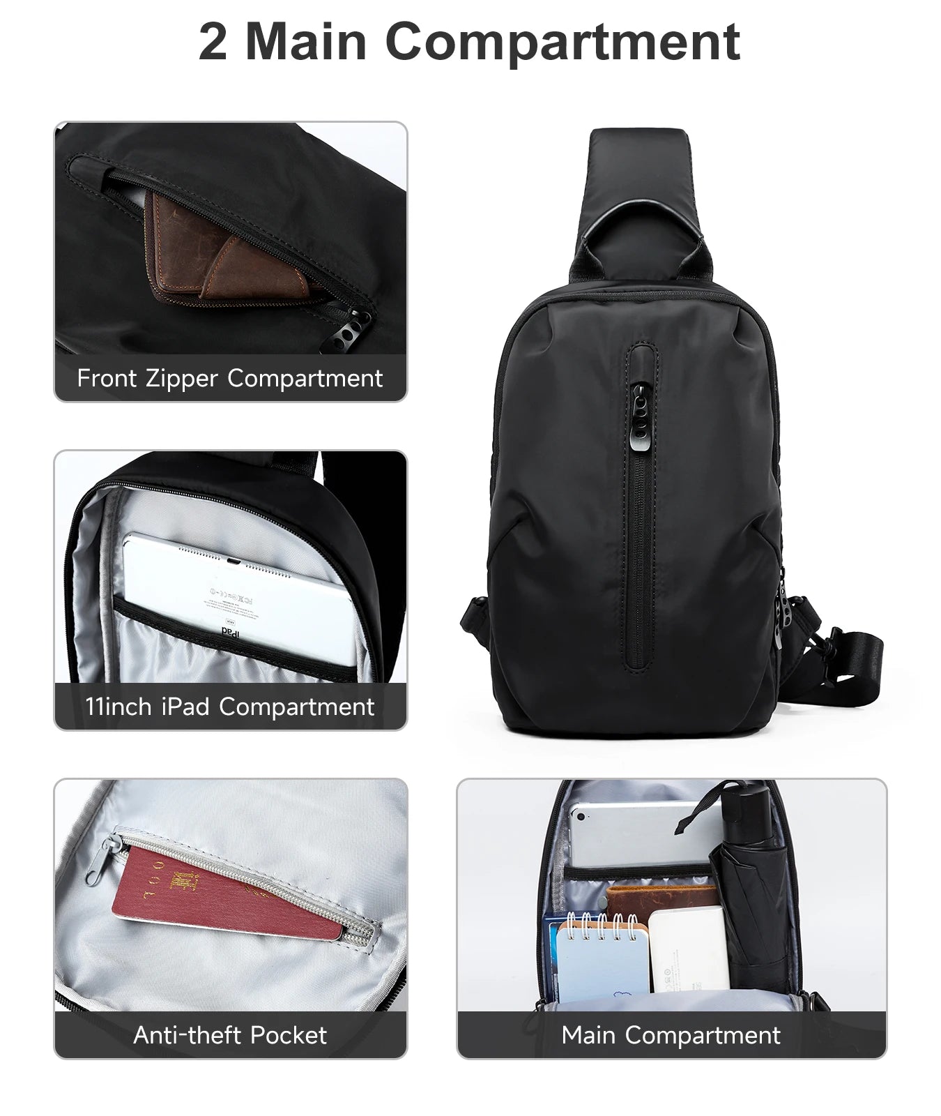 MOYYI Simple Fashion Waterproof Nylon Man Sling Bag Best Lightweight Crossbody Chest Bag Women Sport Travel One Shoulder Bag