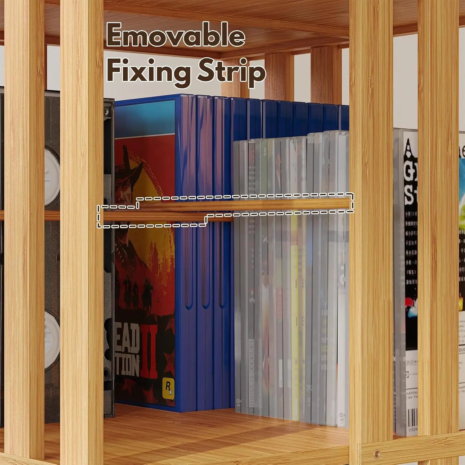 360° Rotating Bamboo CD/DVD Shelf - 6-Tier Space-Saving Media Storage Cabinet for Movies, Organizer with Super Compact Design