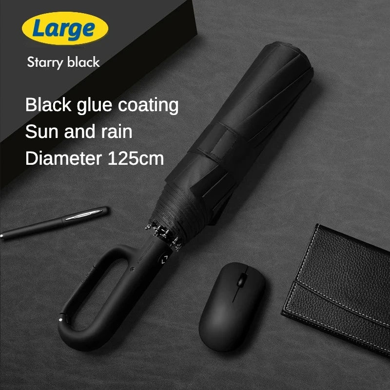 Windproof Automatic Folding Umbrella, 125CM Diameter Large Rain Umbrella, Sun UV UPF50+ Protection Umbrellas for Man and Women