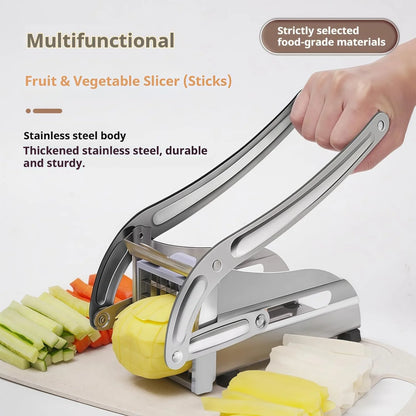 Stainless Steel French Fry Cutter with 1/2-Inch Blade - Heavy-Duty Potato Cutter, Perfect for Cutting Potatoes, Carrots &amp; Cucumb