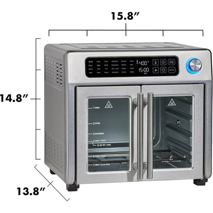 Large French Door Air Fryer Toaster Oven Combo, 24 Cooking Functions and Digital Controls, 7 Accessories In