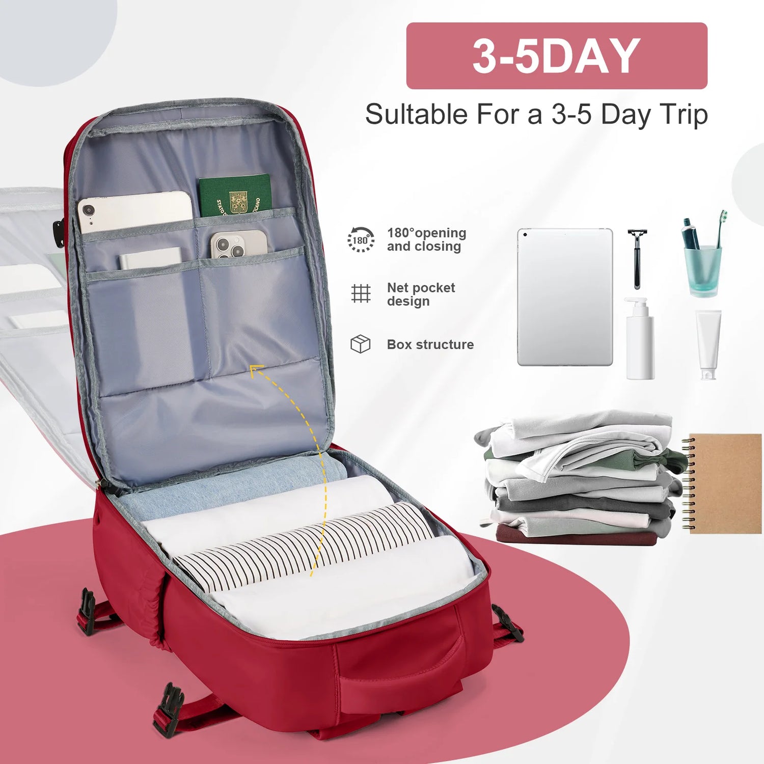 Waterproof Travel Backpack with Shoe Compartment Adjustable Straps, Laptop Backpack &amp;School Bag for Men Women, Casual Travel Bag