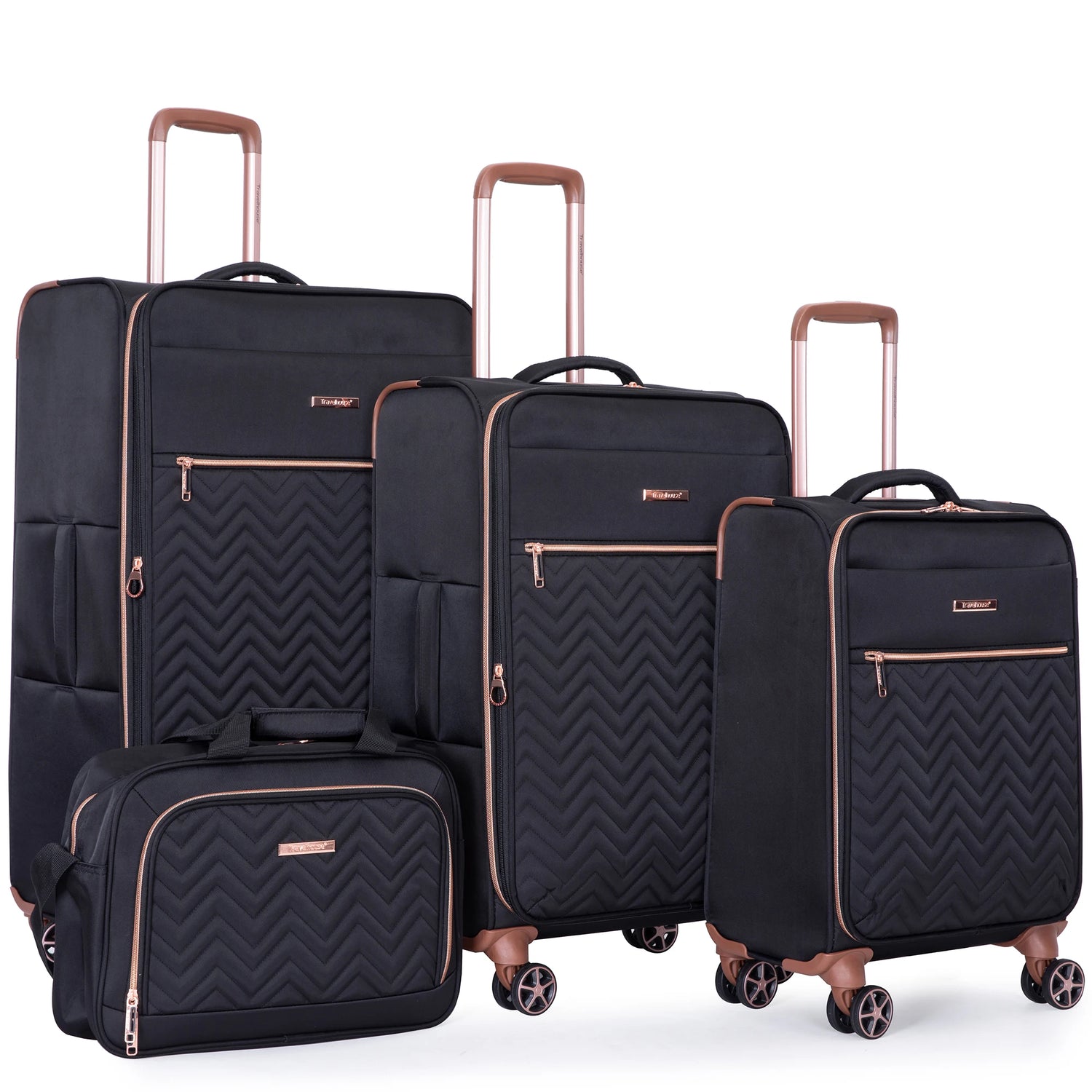 Travelhouse 4 Piece Luggage Set Softside Expandable Lightweight Suitcase with Double Spinner Wheels