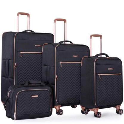 Travelhouse 4 Piece Luggage Set Softside Expandable Lightweight Suitcase with Double Spinner Wheels