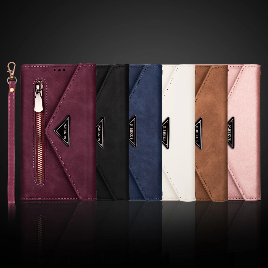 Zipper Wallet Leather Case for iPhone 14 13 15 Pro Max 12 Mini 11 X XR XS 8 7 6 6S Plus Se2022 Multi Card Solt Cover Hand Strap