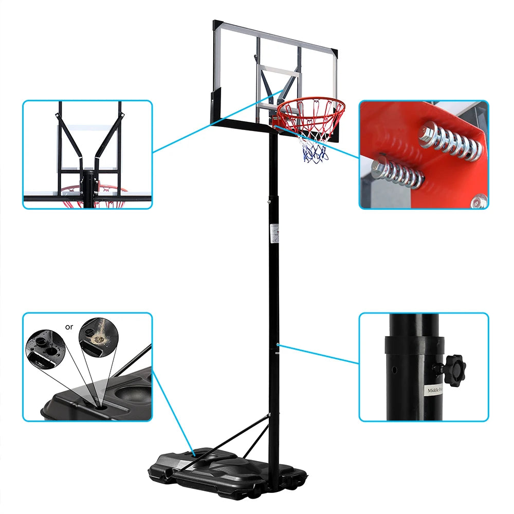 Portable and Removable Adult PC Transparent Backboard Basketball Stand (Basket Height Adjustment 2.45m-3.05m) Maximum 7