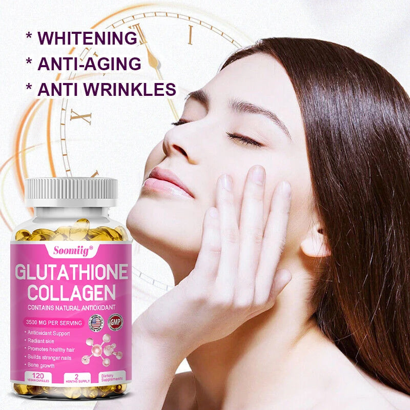 Collagen with Glutathione, Advanced Hydrolyzed Formula for Optimal Absorption, Skin, Hair, Nails &amp; Joints, Natural Antioxidant