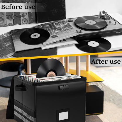 Large Foldable Organizer with Lock Fireproof Waterproof Vinyl Record Storage Box for Home Office Multi-functional Organizer