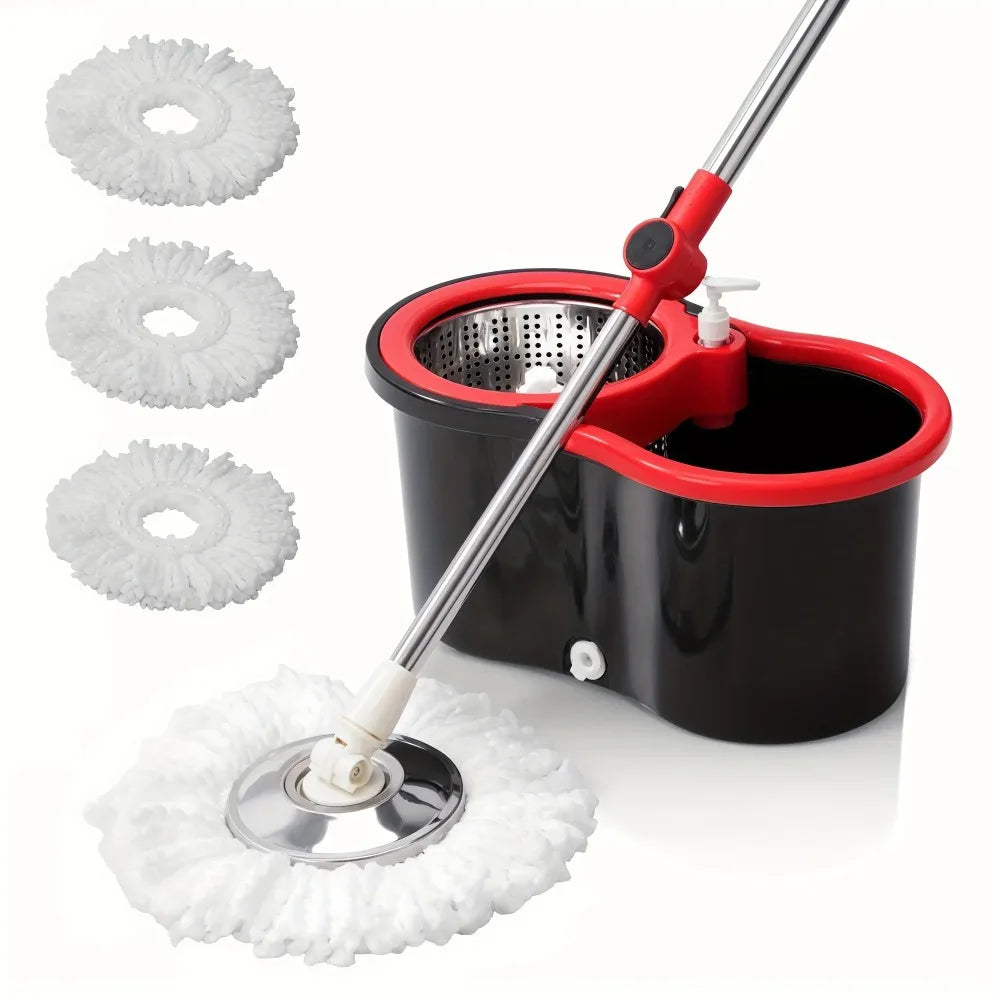 Foot Pedal Spin Mop Bucket Set, Self Cleaning with 3 Microfiber Heads, 360° Rotating Mop for All Floor Types mops floor cleaning