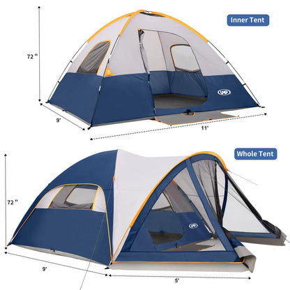 Camping Tent with Screen Room, Portable 6 Person Camping Tent, Family Dome Tent for Camping Outdoor - 14&